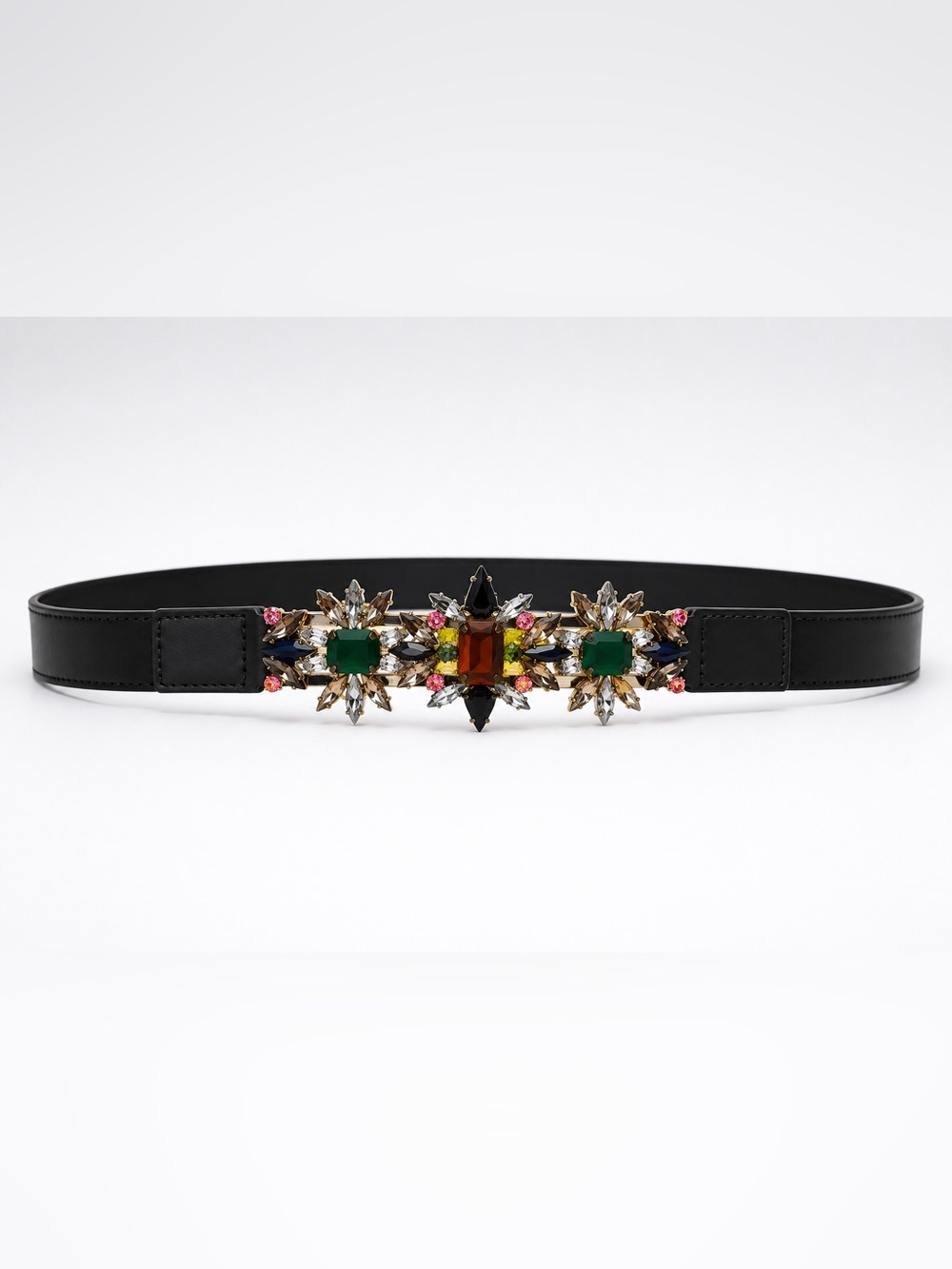 BCBGMAXAZRIA Black Elastic Jeweled & Embellished Waist Belt  Sz. S